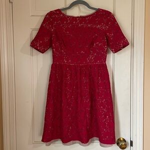 Adrianna Papell Petite Women's Red Lace Sheath Dress Size 4P